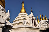 Myanmar - Sagaing, Shwe-kyet-kay a pagoda on a steep bank of the River close to the two parallel bridges linking Sagaing and Amarapura. 